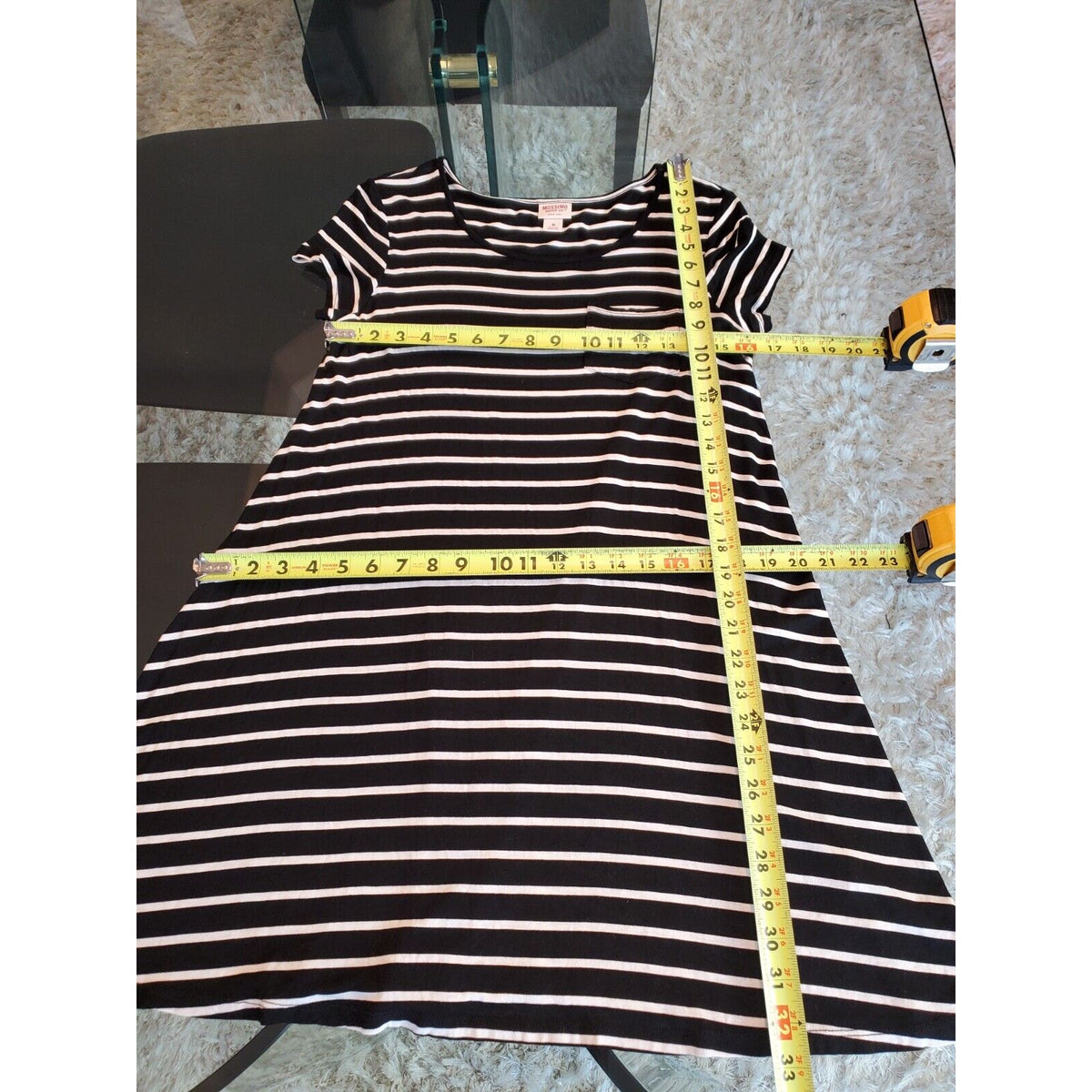 Mossimo Supply Co. Women Black & White Round Neck Knee Length Dress Size M