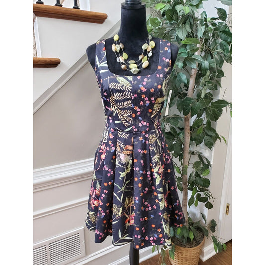 French Connection Womens Black Cotton Floral Bluhm and Botero Dress Size 8