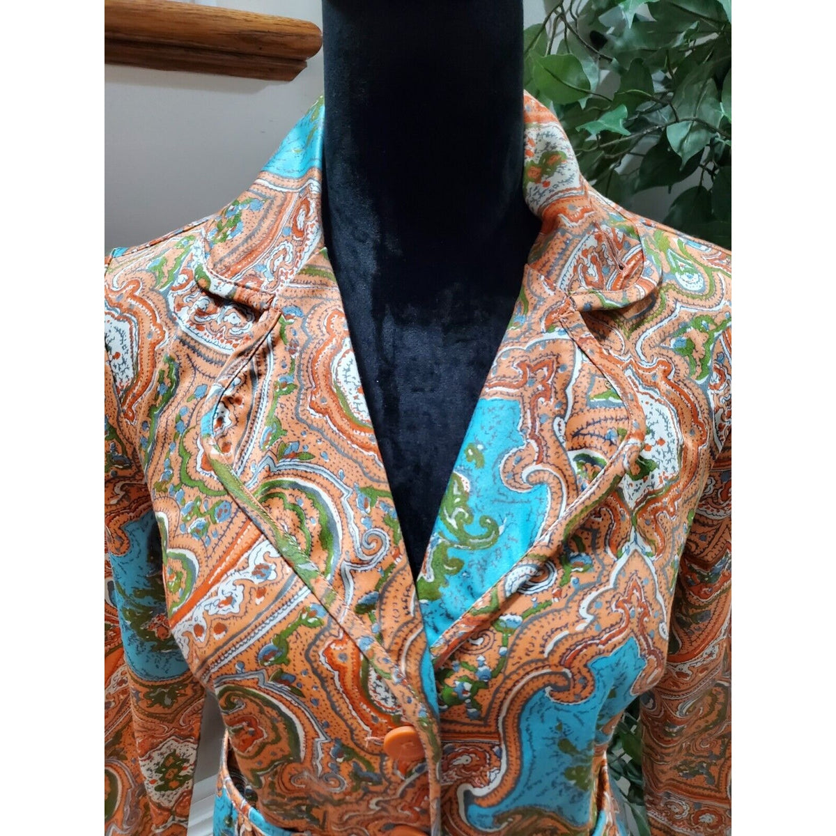A.M.I. Women's Multicolor Paisley Cotton Single Breasted Blazer Jacket Petite M