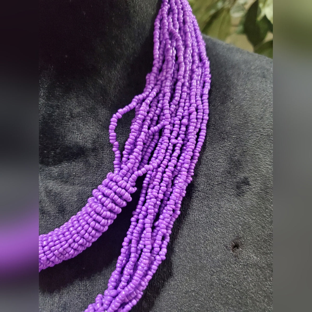 Double Purple Bead Seed Necklace