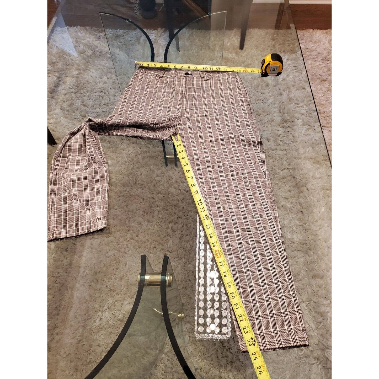 Zara Women's Gray Check Polyester Mid Rise Skinny Legs Casual Dress Pant Size 29