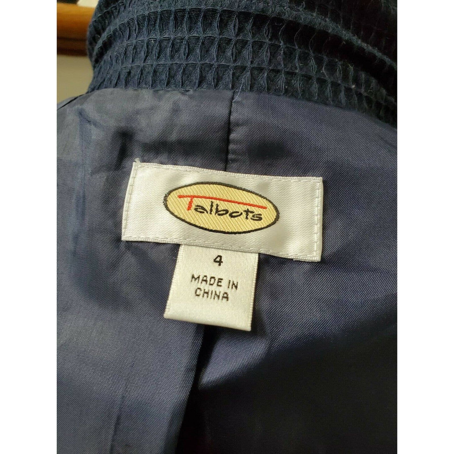 Talbots Women's Blue 100% Cotton Long Sleeve Front Buttons Fitted Blazer Size 4