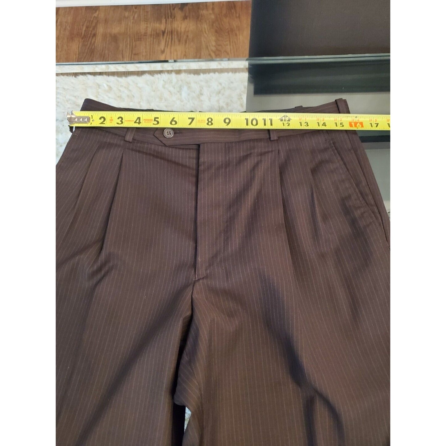 Lineage Men's Brown Lined Wool Single Breasted Blazer & Pant 2 Piece Suit 44X31