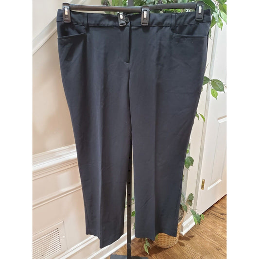 Lane Bryant Women Black Polyester Casual Pockets Straight Leg Dress Pant 20P
