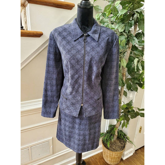 Fashion Bug Women's Blue Polyester Long Sleeve Jacket & Skirt 2 Piece Suit 16W
