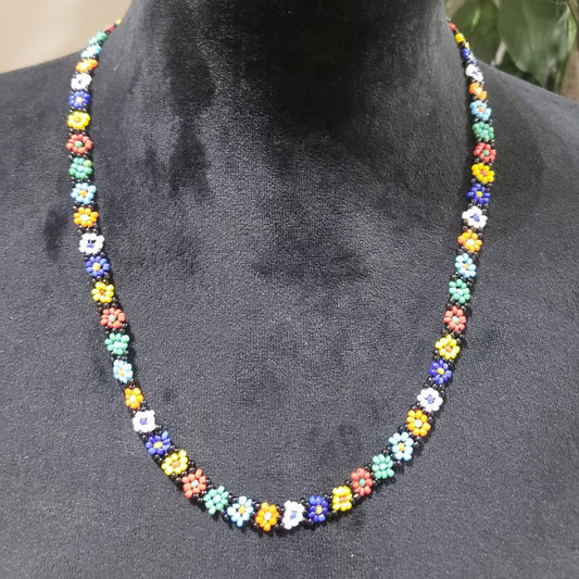 Womens Modern Fashion Multicolor Stones Beaded Floral Statment Collar Necklace