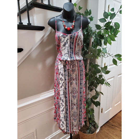 Knox Rose Women Multicolor Floral Rayon Scoop Neck Sleeveless Long Maxi Dress XL