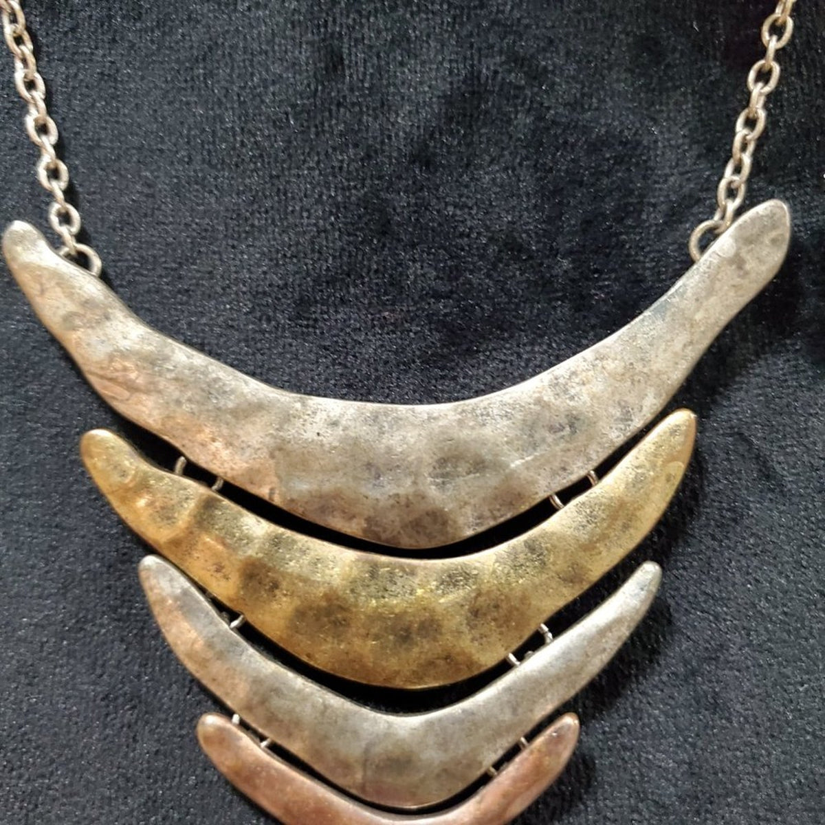 Women's Gold Tone Triple Tier Chest Plate Fashion Jewelry Necklace