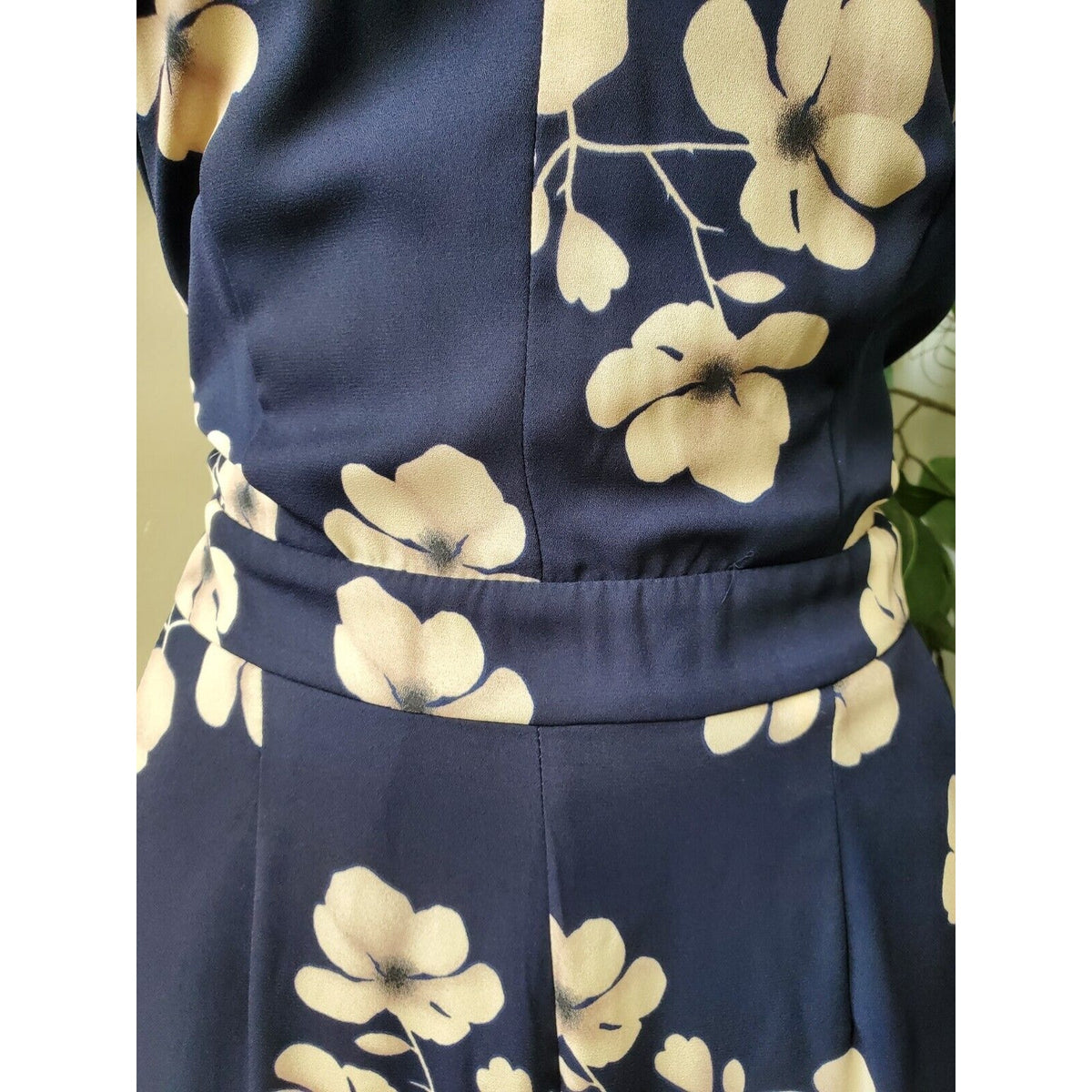Sienna Sky Women Blue Floral Polyester Sleeveless Halter Neck Casual Jumpsuit S
