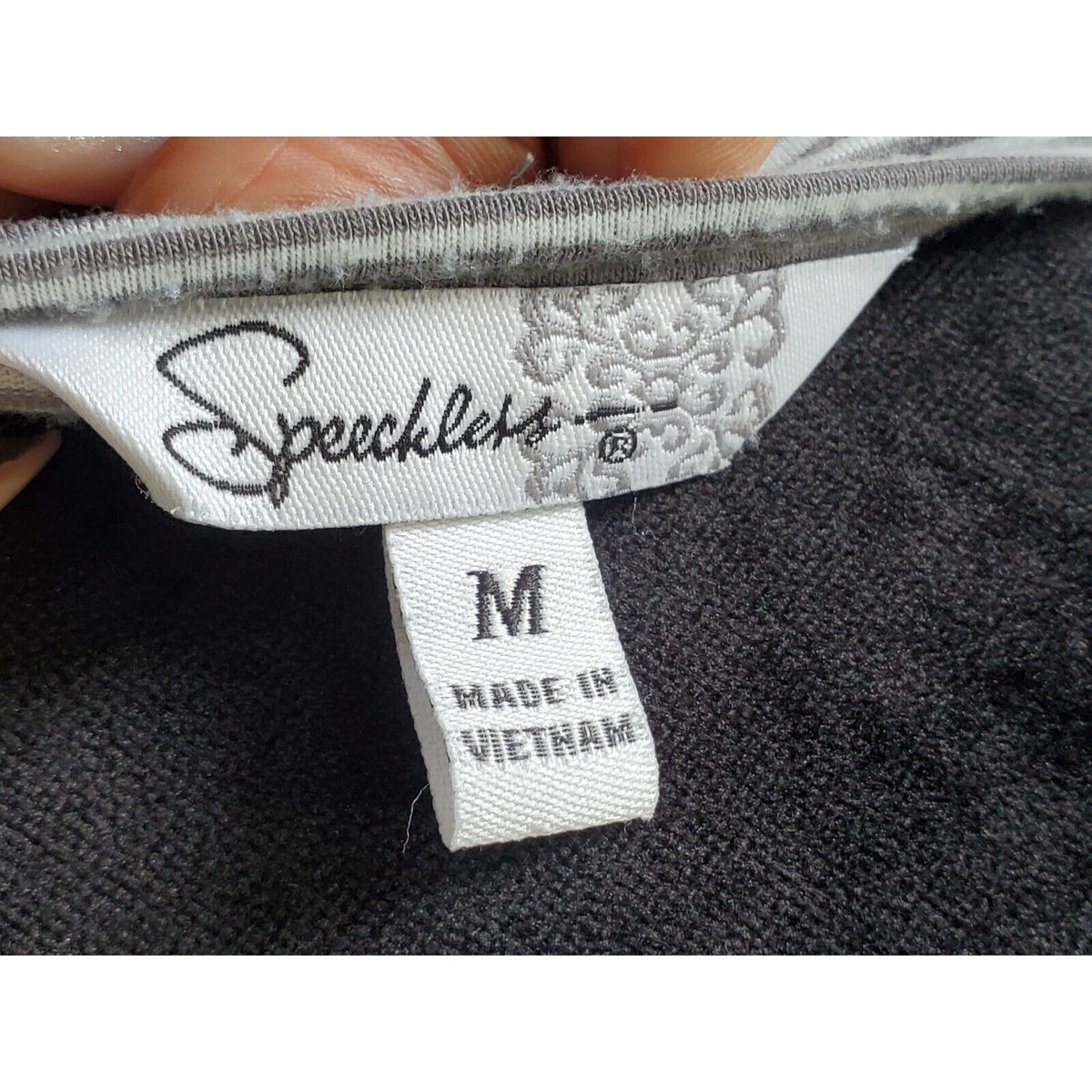 Specklers Women's White & Gray Polyester V-Neck Sleeveless Knee Length Dress M