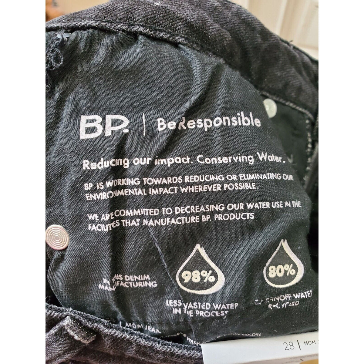 BP Distressed Women Black Denim Cotton Stretch Straight Leg Jeans Pant Size 28