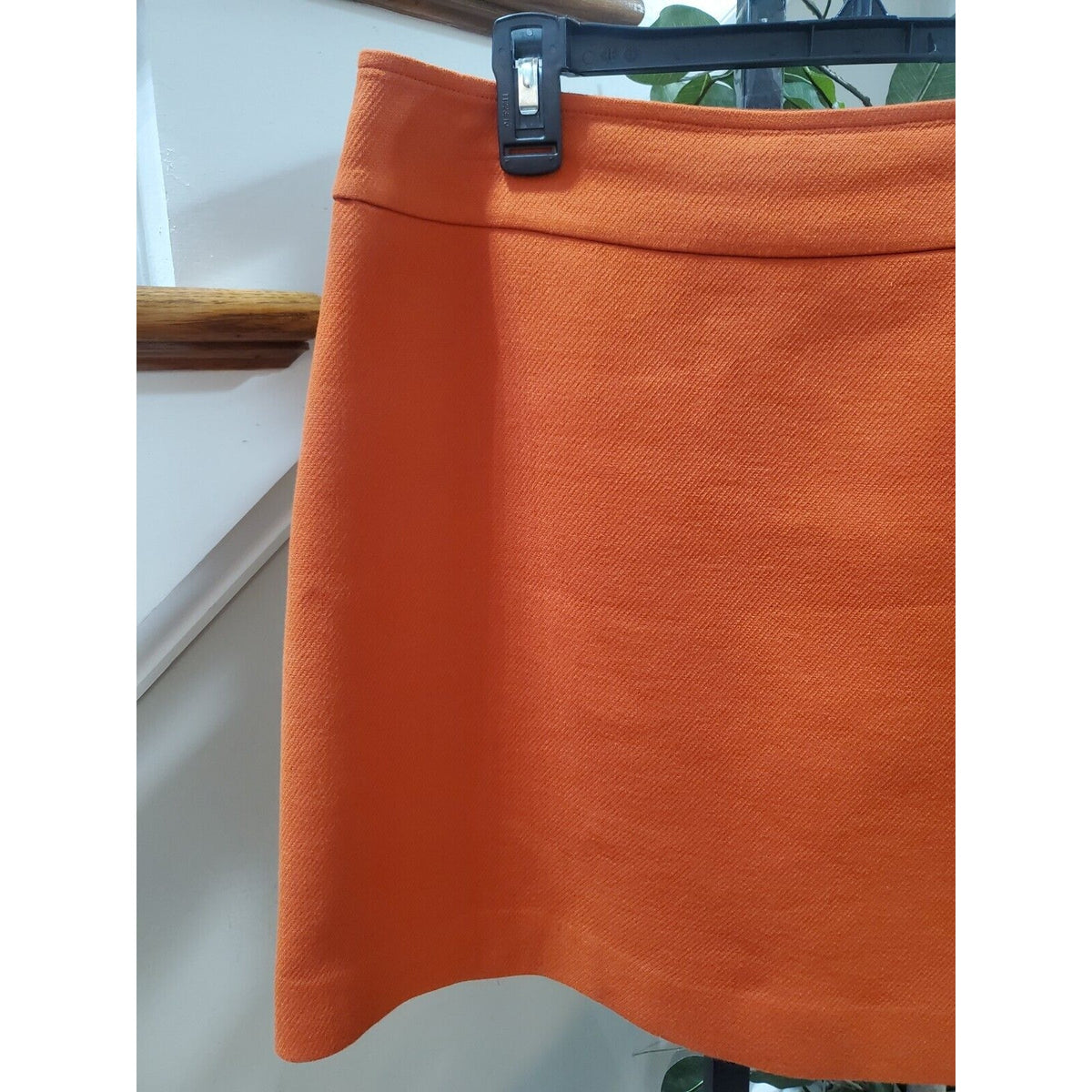 Ann Taylor Women's Orange Solid Cotton Lined Side Zip Pencil Textured Skirt 8P