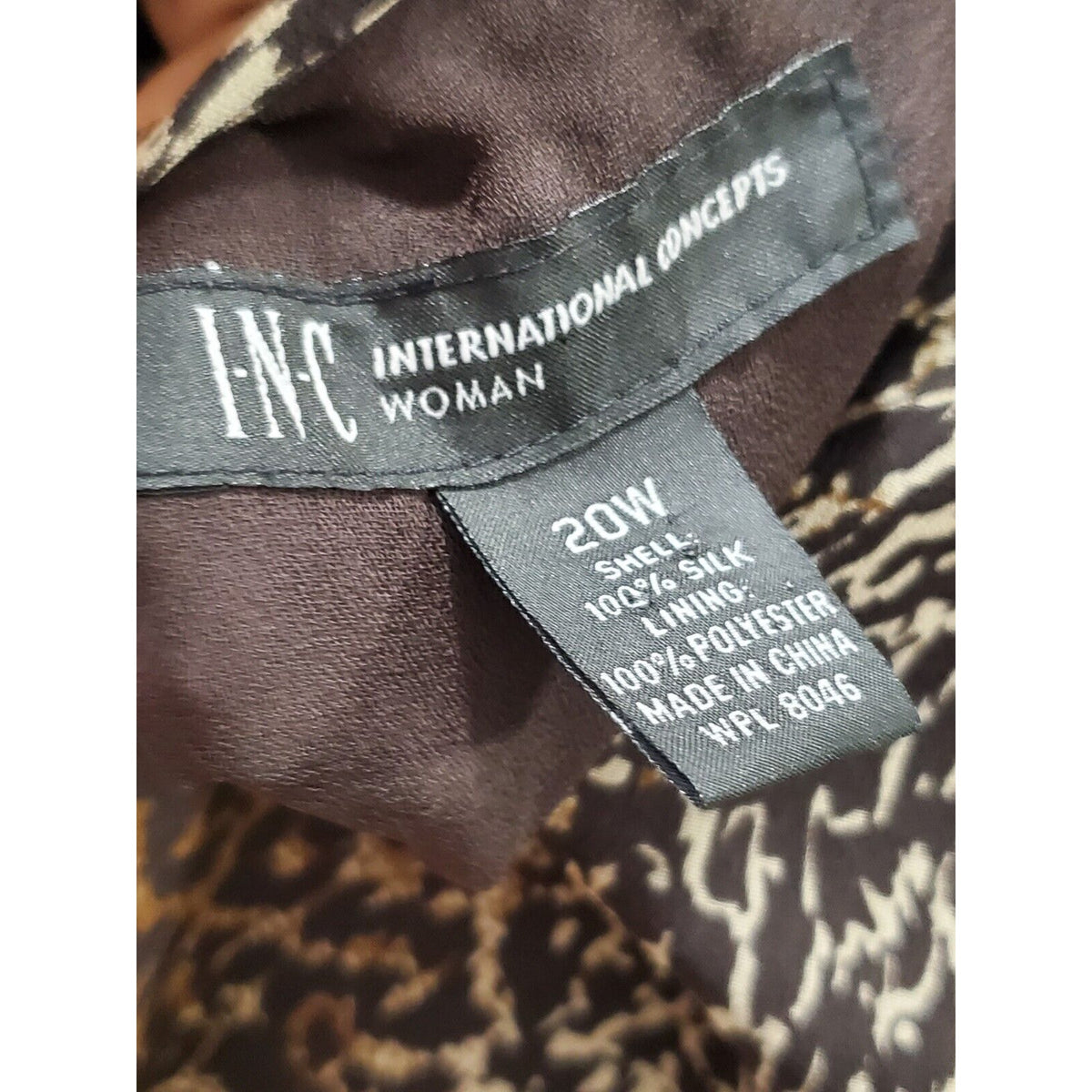 International Concepts Women's Brown Silk V-Neck Short Sleeve Casual Blouse 20W