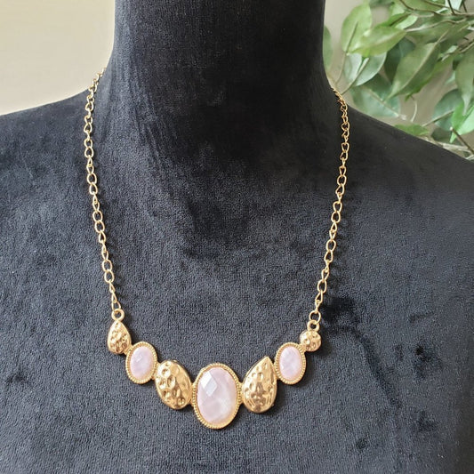 AVON Women's Supernova Rose Gold Tone with Faux Pink Stones Necklace