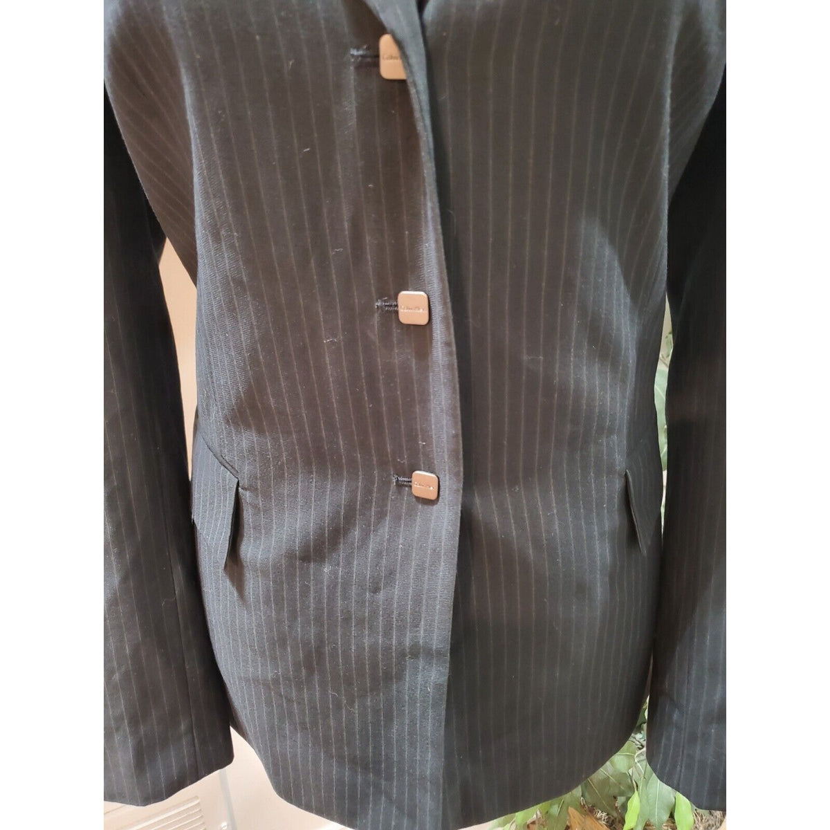 Calvin Klein Women's Black Single Breasted Three Button Blazer Jacket Size 8