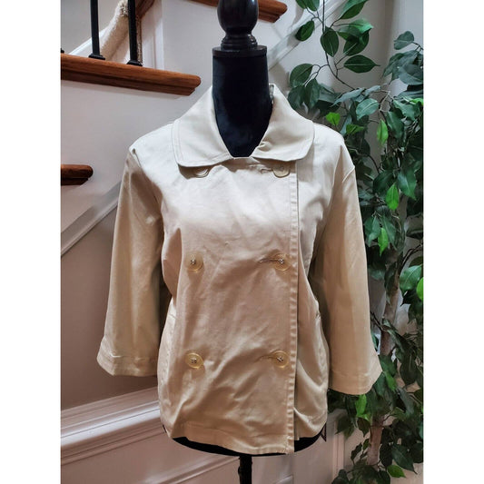 Daisy Fuentes Women's Beige Cotton Double Breasted Long Sleeve Jacket Blazer 2X