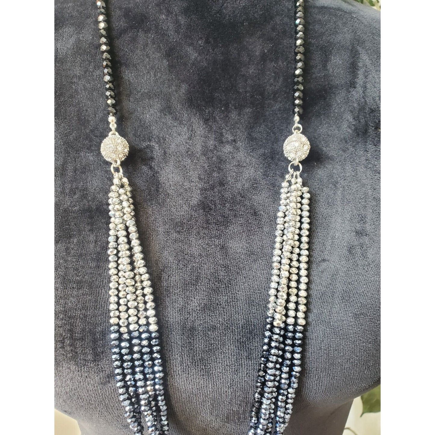 Women's Silver Multicolored Multilayer Crystal Beaded Fashion Jewelry Necklace