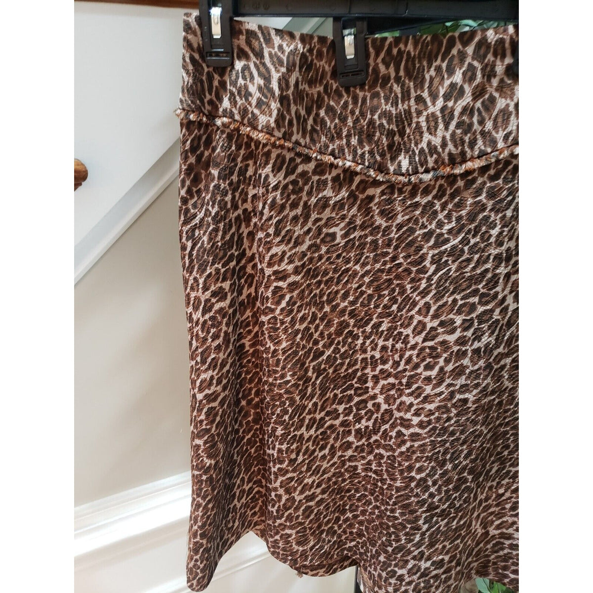 ECI Womens Brown Leopard Print Polyester Flat Front Casual Pencil Skirt Size 16W