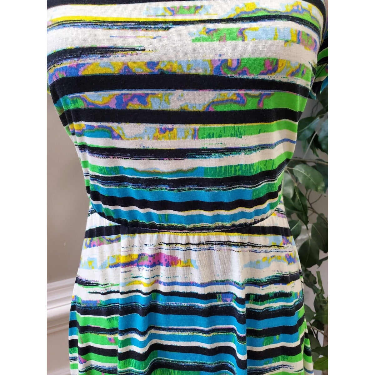 Stitch Clothing Co. Women Multicolor Round Neck Short Sleeve Knee Length Dress L