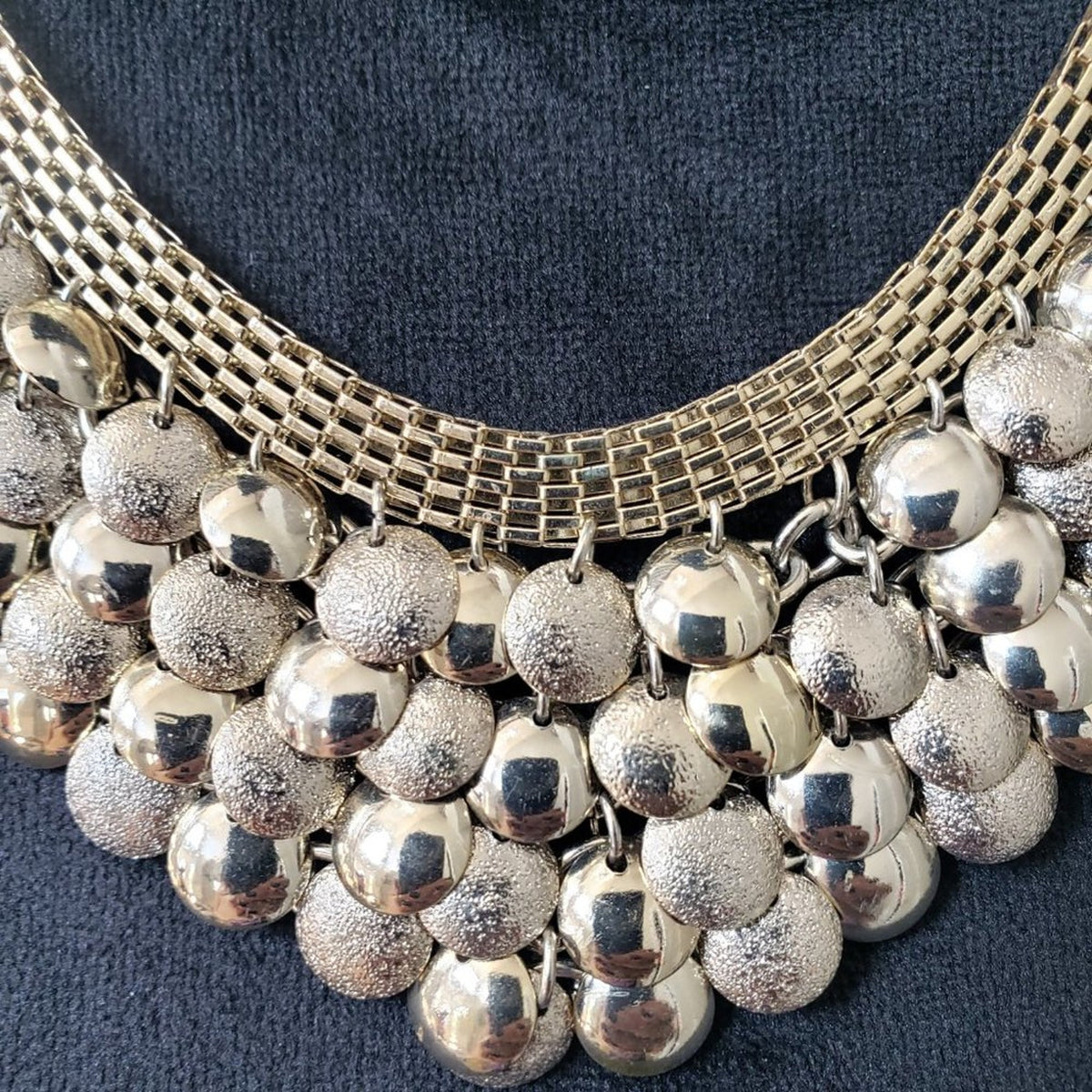 Womens Fashion Gold Tone Multi Strand Layered Disc Collar Necklace Lobster Clasp