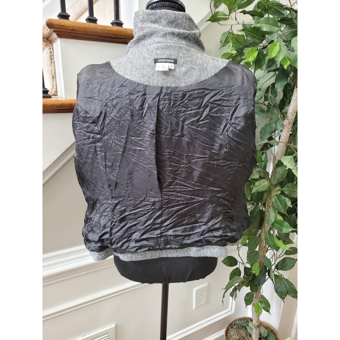 Conspicous Women's Gray Wool Long Sleeve Double Breasted Casual Fitted Blazer 8