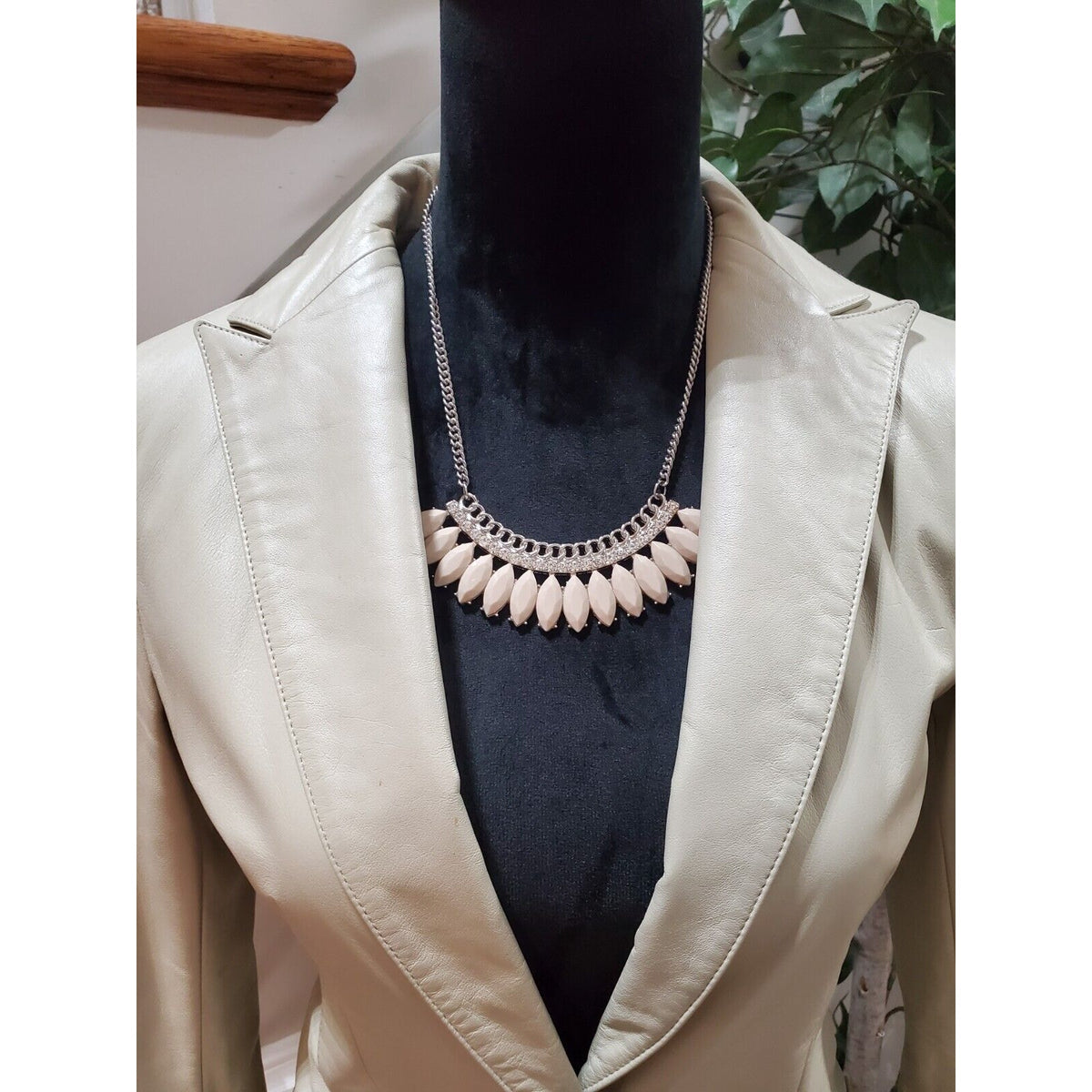VTG First Avenue Beige Single Breasted One Button Leather Blazer Jacket Medium