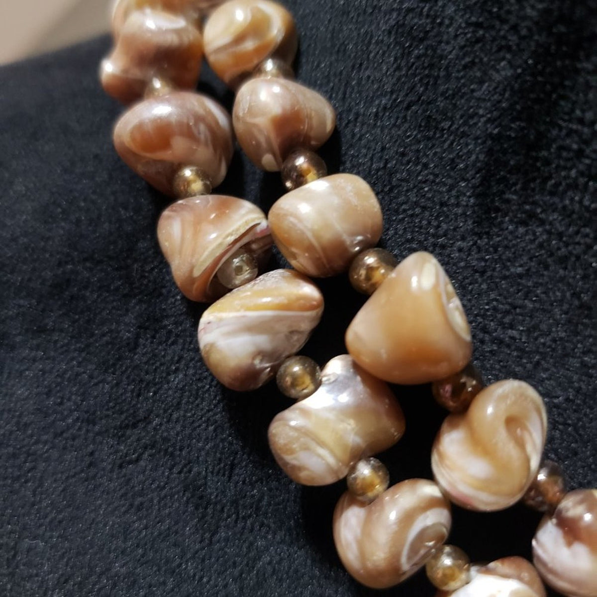 Womens Fashion Natural Stones Beaded Double Strand Choker Necklace
