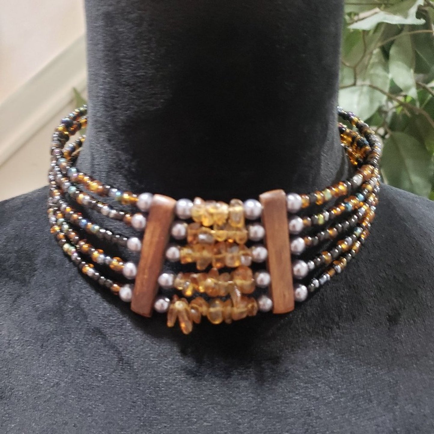 Womens Fashion Multicolor Ancient Layered Beaded Choker Necklace
