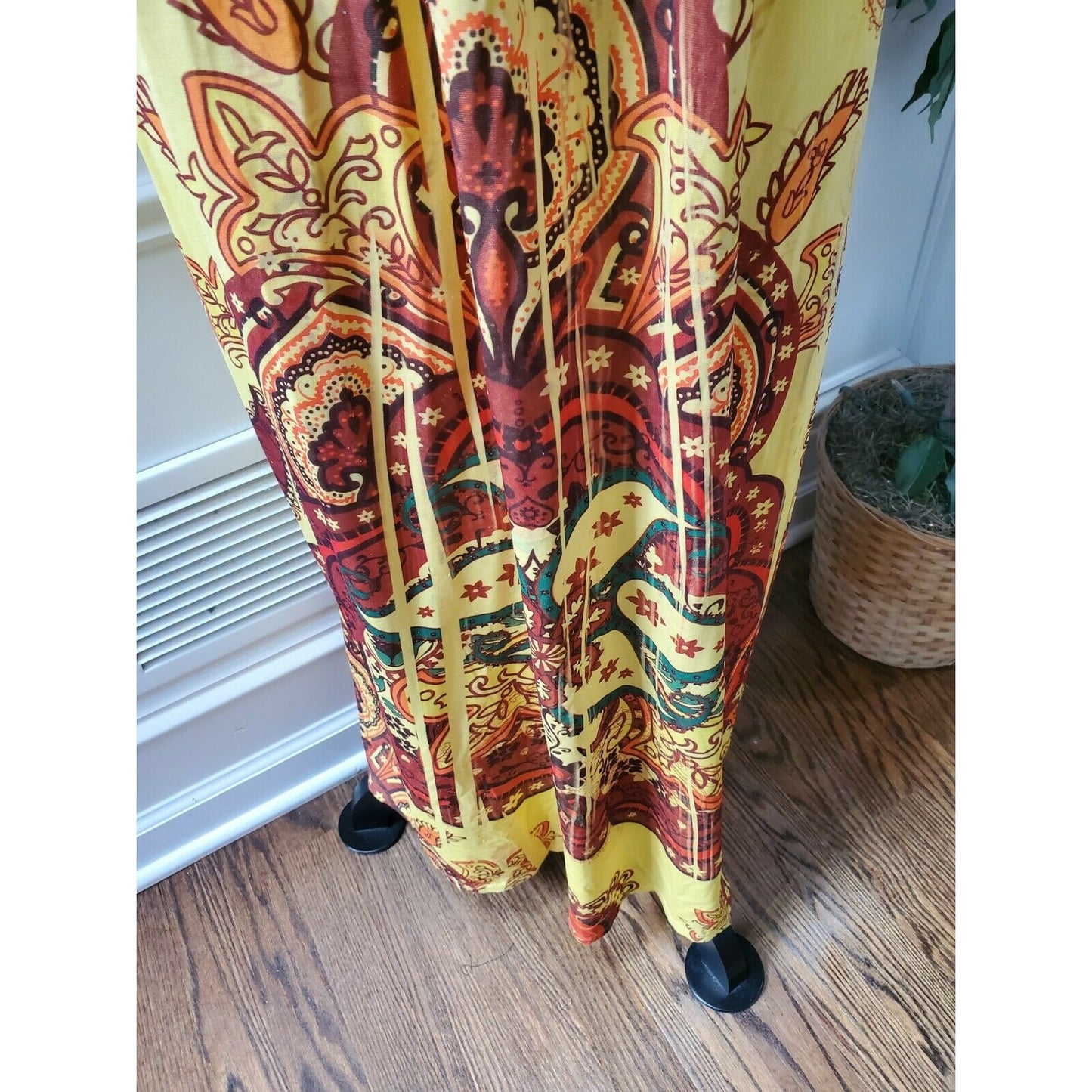 Snap Women's Yellow Polyester Scoop Neck Sleeveless Long Maxi Dress Size X-Large