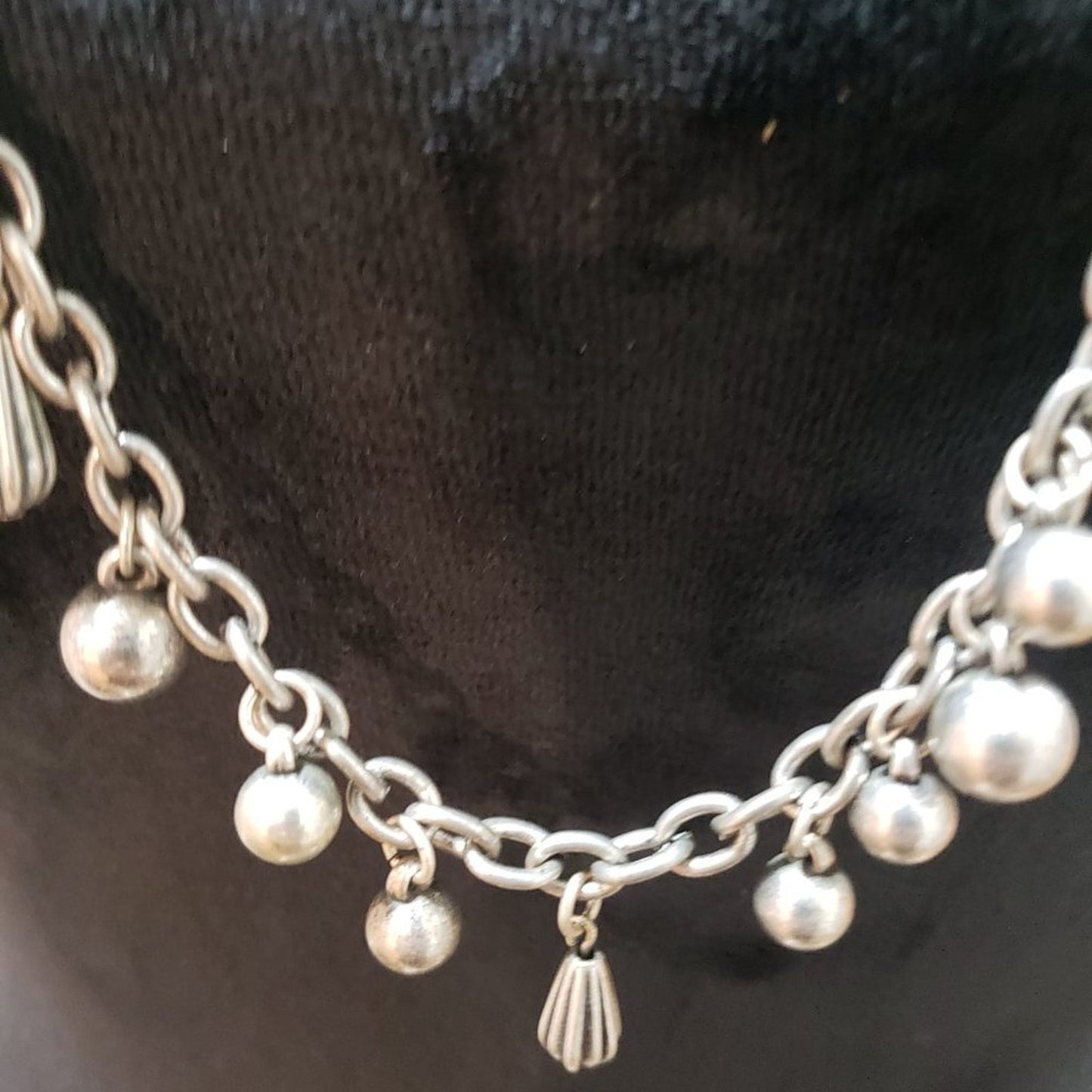 Womens Fashion Silver Tone Beads Long Necklace with Lobster Clasp