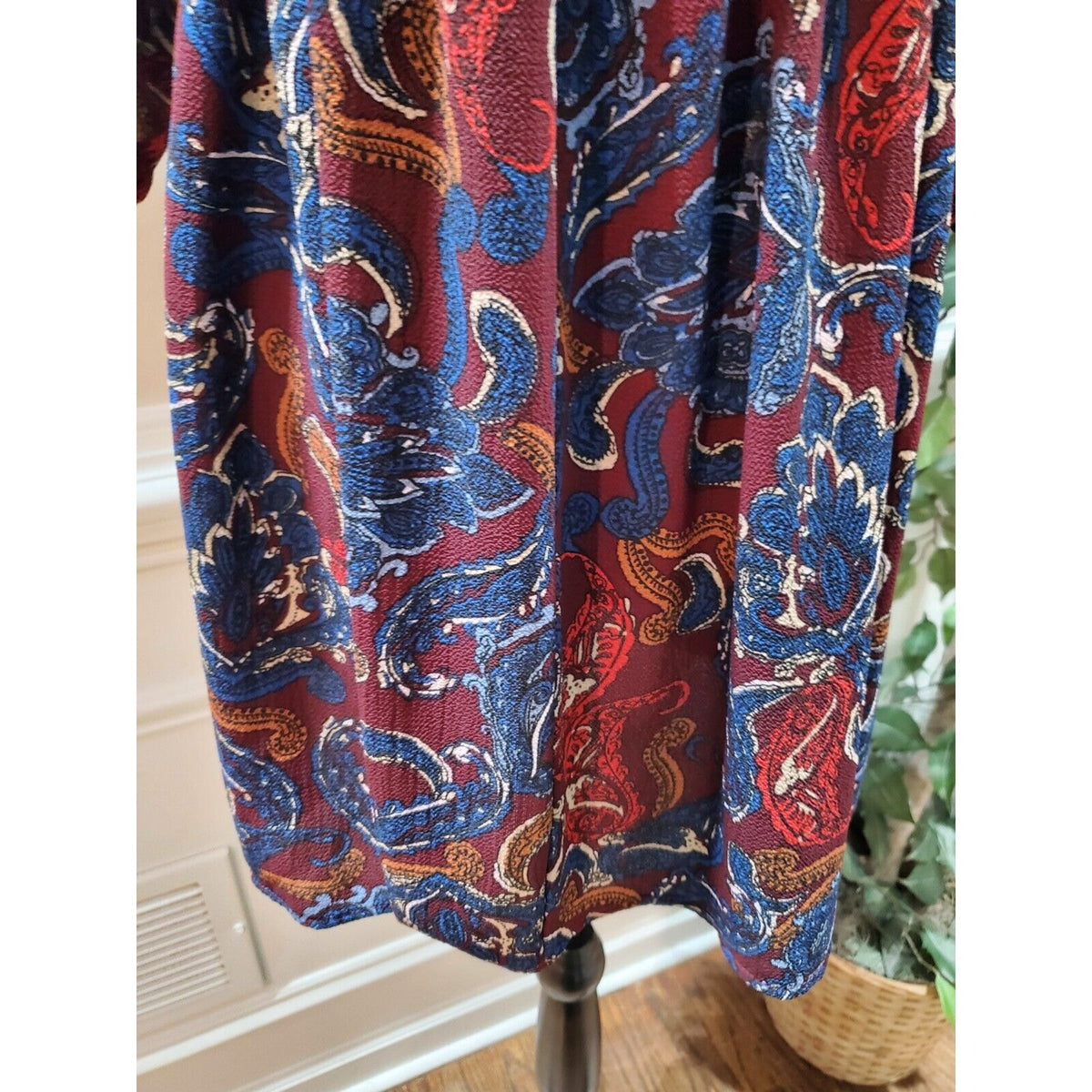 Umgee Boho Paisley Cotton V-Neck Half Sleeve Festival Dress Size Small