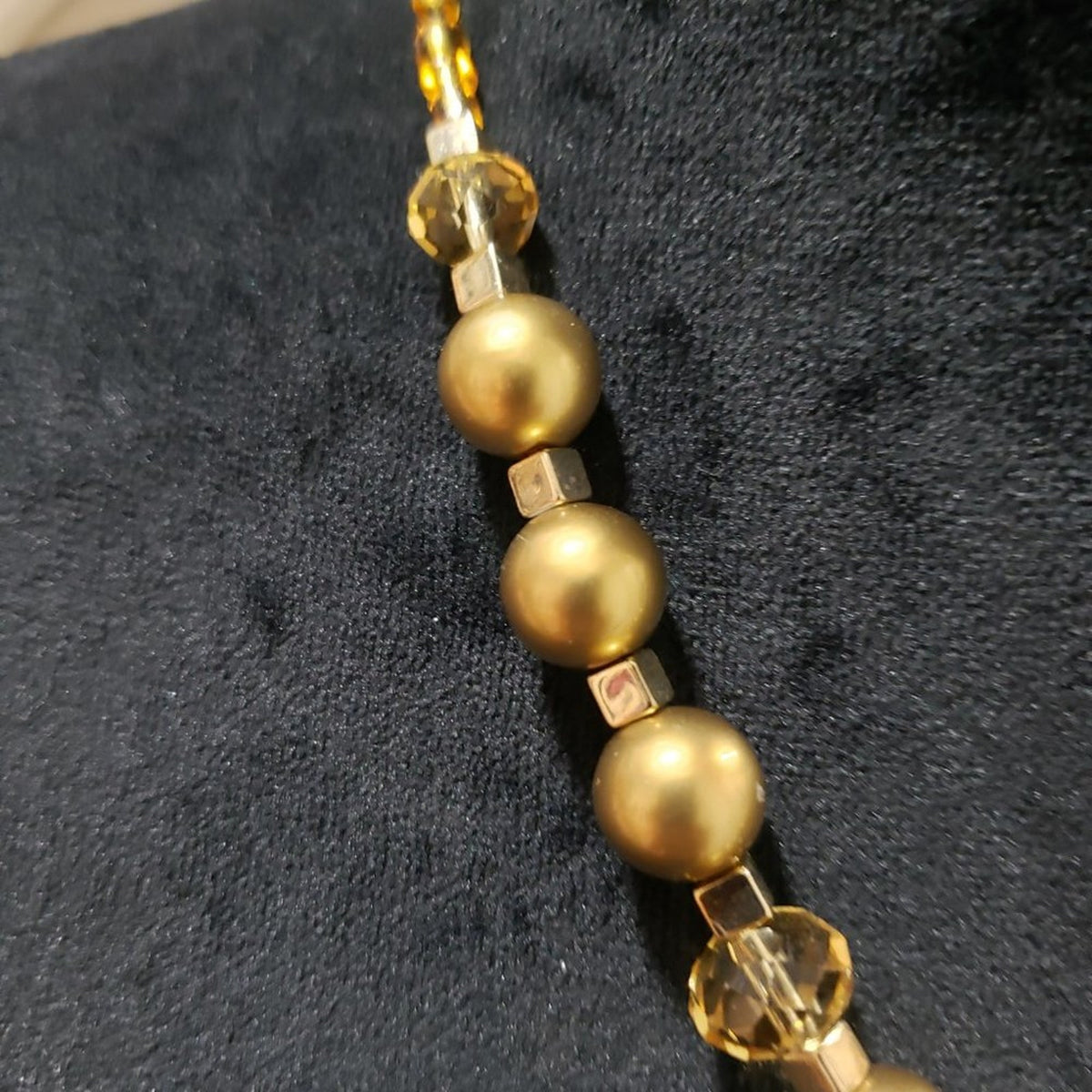 Women's Gold Pearl Wrapped Sunstone Pendant Spessartine Garnet Necklace
