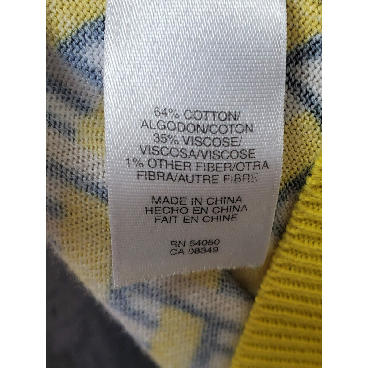 Jones New York Yellow & Black Abstract Cotton Round Neck Sleeveless Sweater M