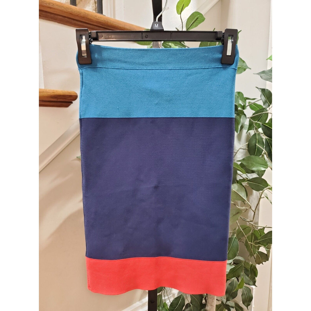 BCBGMAXAZRIA Women's Multicolor Striped Rayon Casual Short Pencil Skirt Size XS