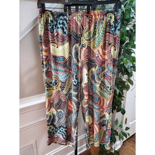 Melissa Paige Women's Multicolor Polyester Comfort Waist Straight Fit Pant 3X