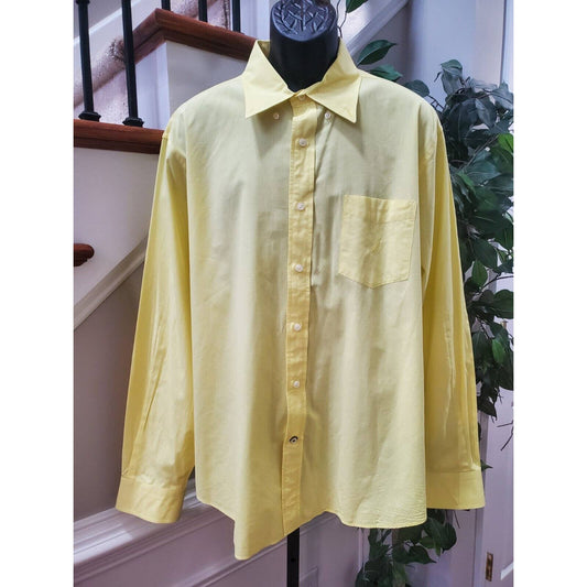 Nautica Men Yellow Cotton Collared Long Sleeve Casual Button Down Shirt Size XL