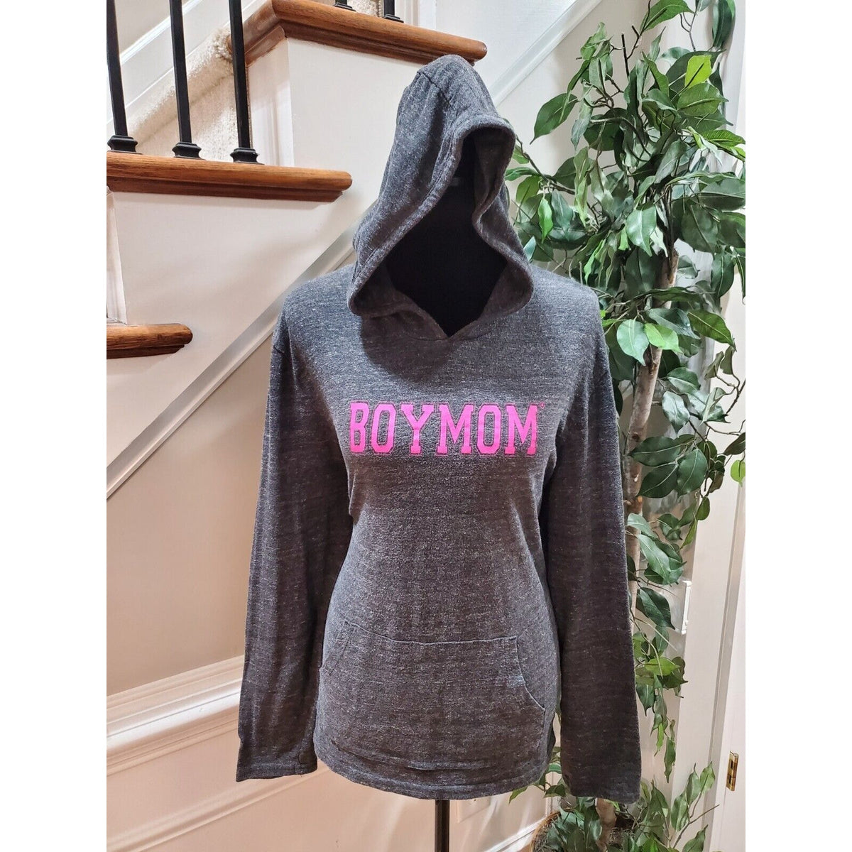 Alternative Womens Gray Polyester Long Sleeve Pullover Hoodie Sweater Size XL