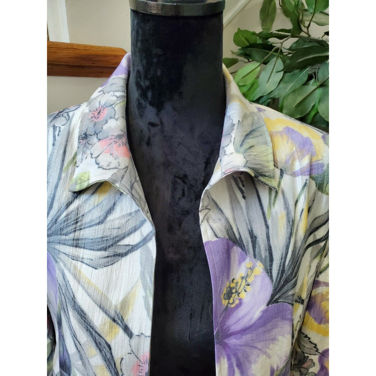 Alfred Dunner Women's Multicolor Floral Rayon Open Front Jacket Blazer Size 10