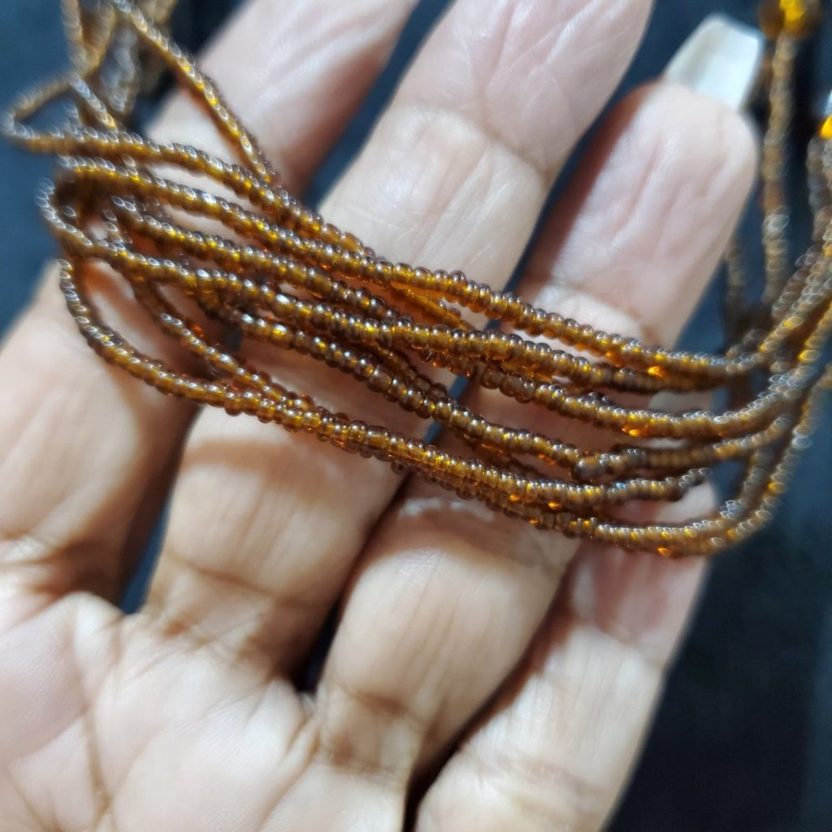 Women's Brown Multilayer Round Beaded with Lobster Clasp Jewelry Necklace
