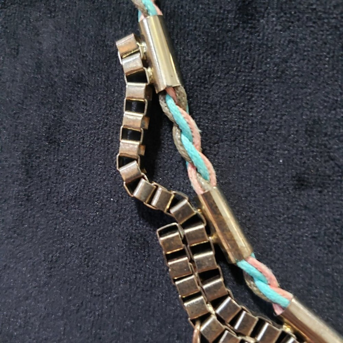 Womens Gold Tone Linked Chain and Beaded Collar Necklace with Lobster Clasp