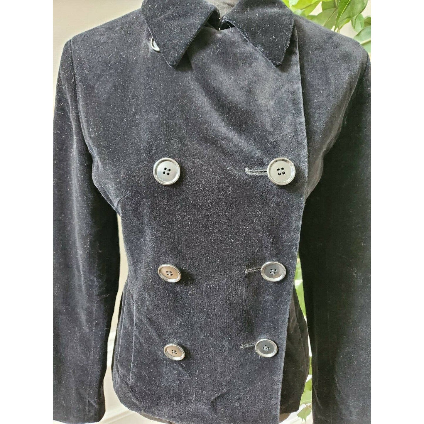 I. N. E Women's Black 100% Polyester Long Sleeve Formal Button Blazer Size 2