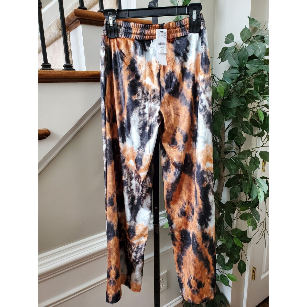Top Shop Womens Multicolor Tie Dye Velour Comfort Waist Pull On Joggers Pant 0-2