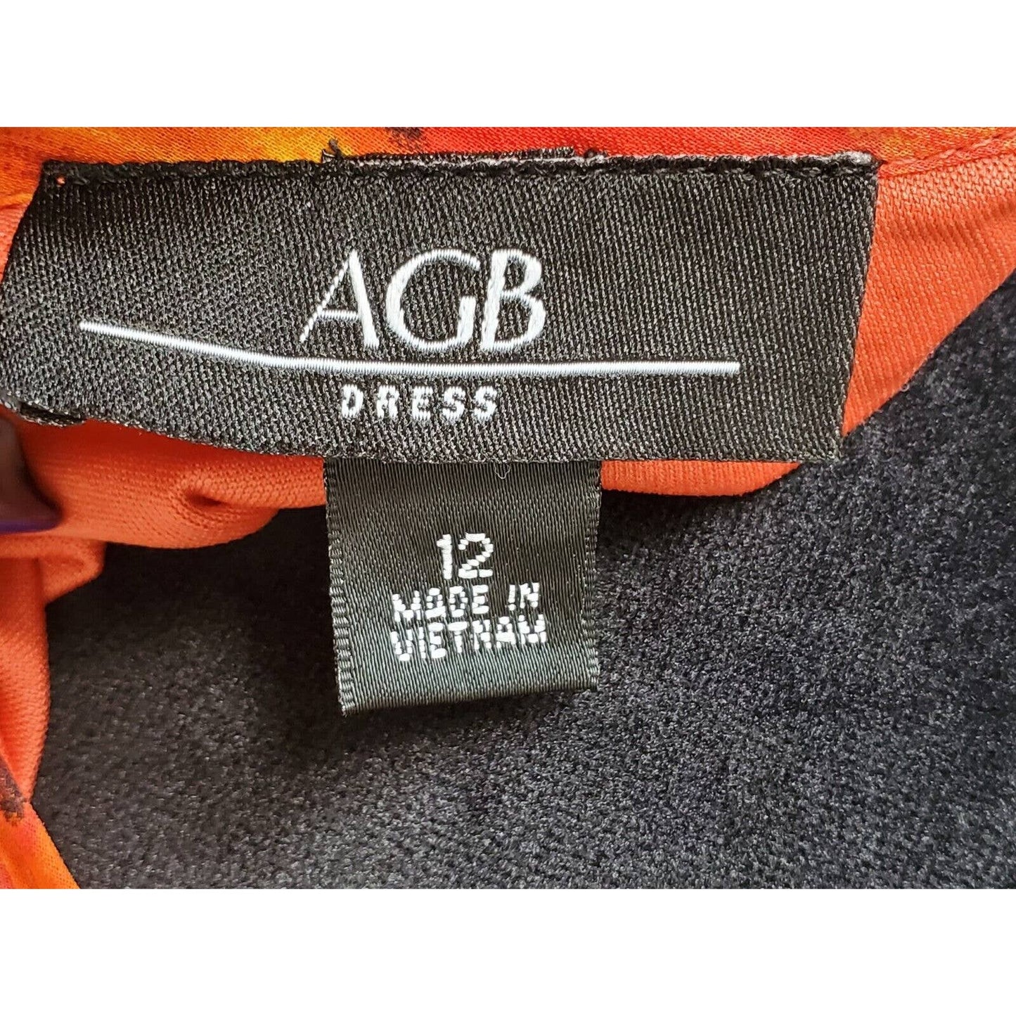 AGB Women Multicolor Polyester Round Neck Sleeveless Knee Length Dress Size 12