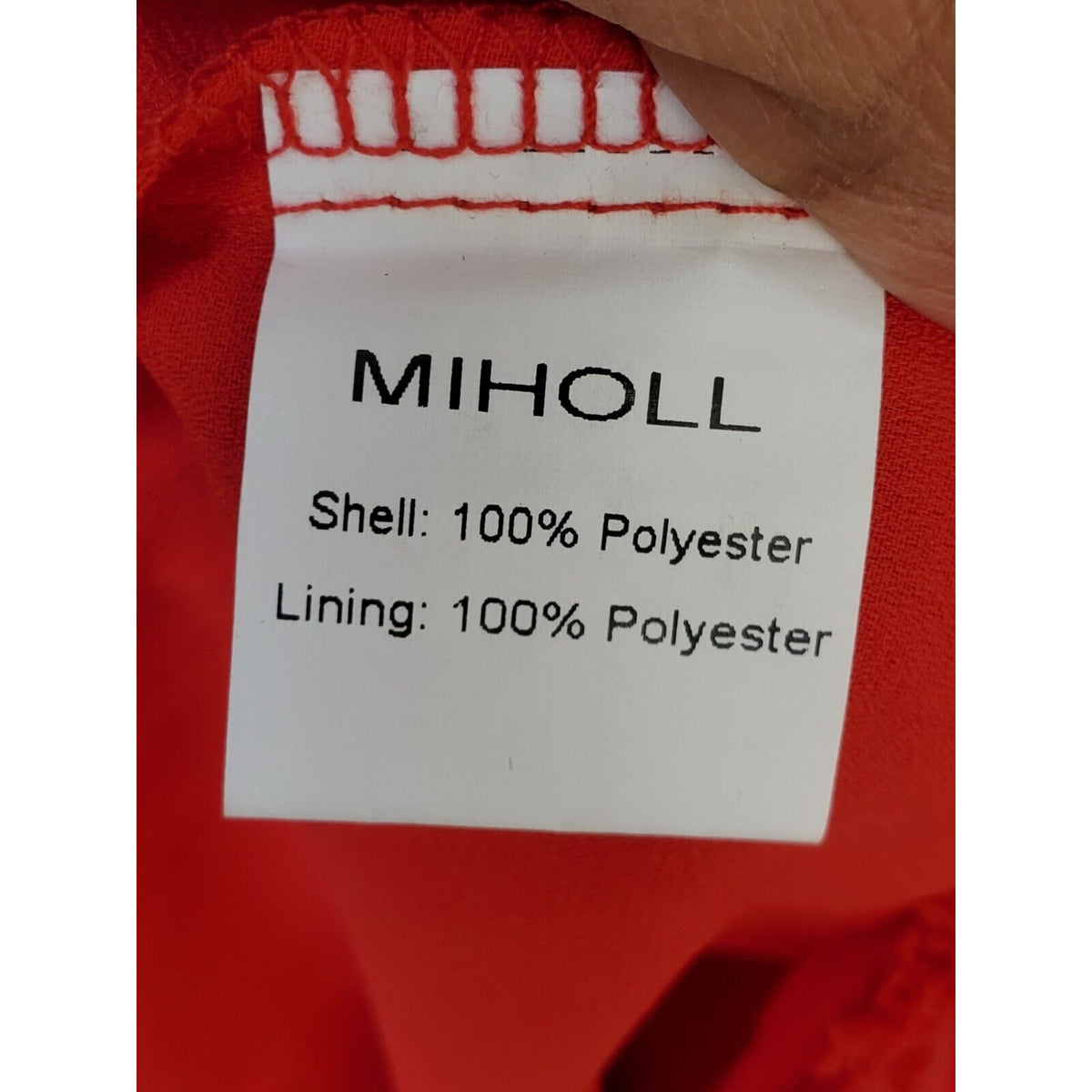 Miholl Red Pom Pom Babydoll Polyester V-Neck Short Sleeve Dress X-Large