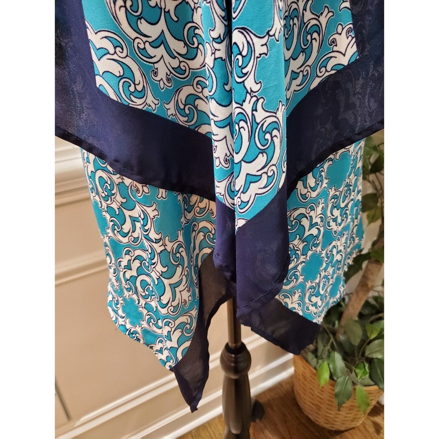 Charming Charlie Blue 100% Polyester Sleeveless Open Front Kimono S