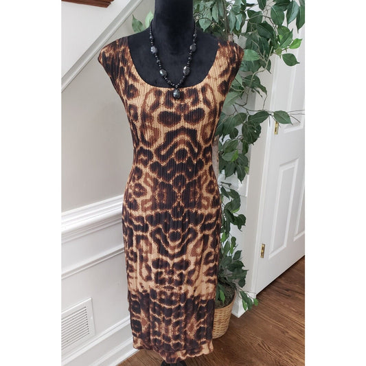 Caelainn Women's Brown Polyester Scoop Neck Sleeveless Knee Length Dress XL