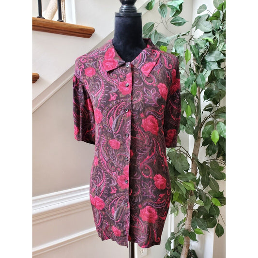 Style&Co. Women Floral Polyester Collared Neck Half Sleeve Button Down Shirt 20W