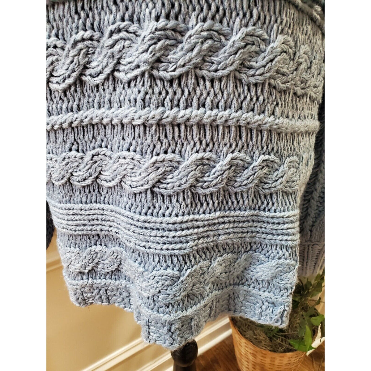 Fashion Nova Hoping For Love Blue Off Shoulder Cable Knit Sweater 2XL