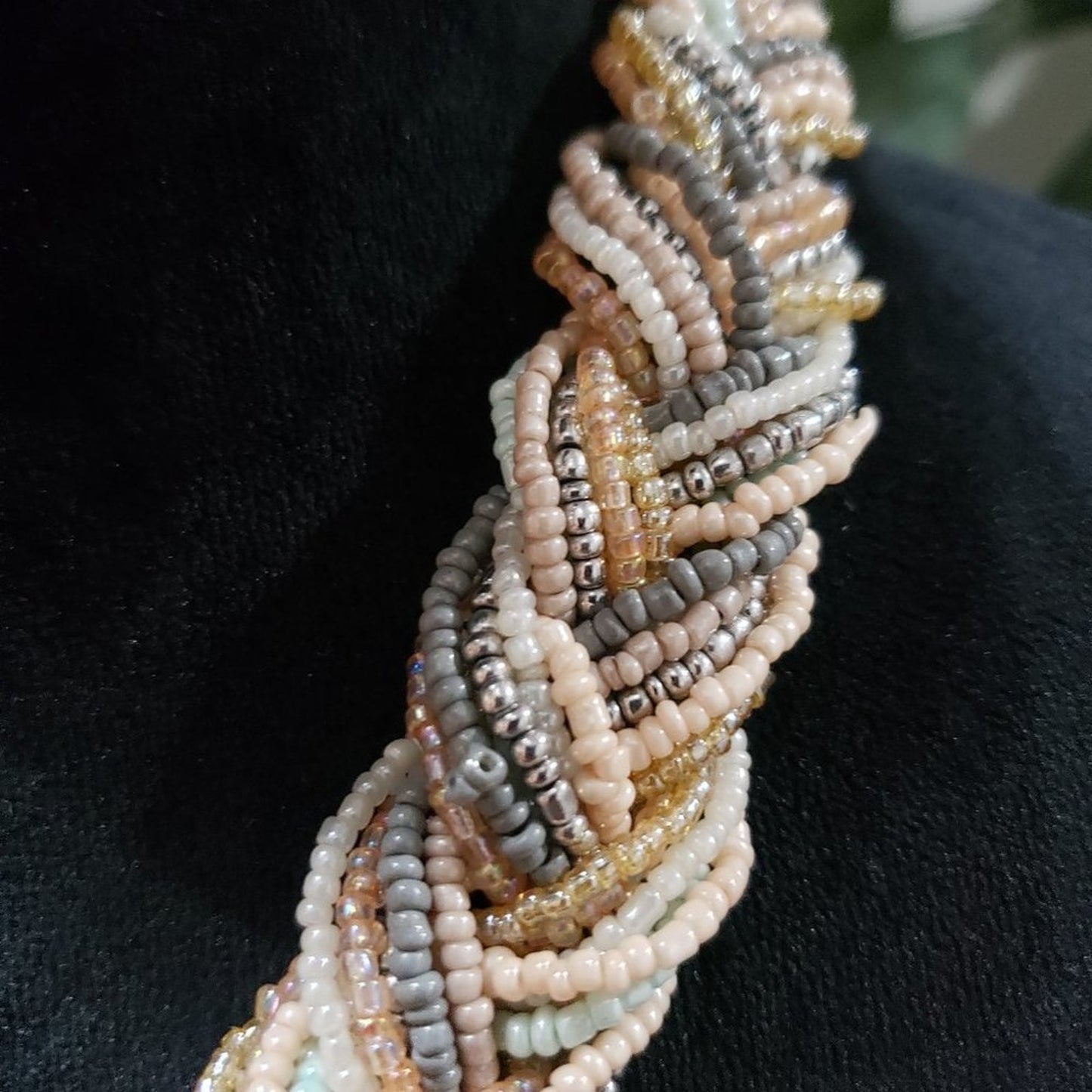 Women's Multicolor Round Twisted Beaded with Lobster Clasp Necklace