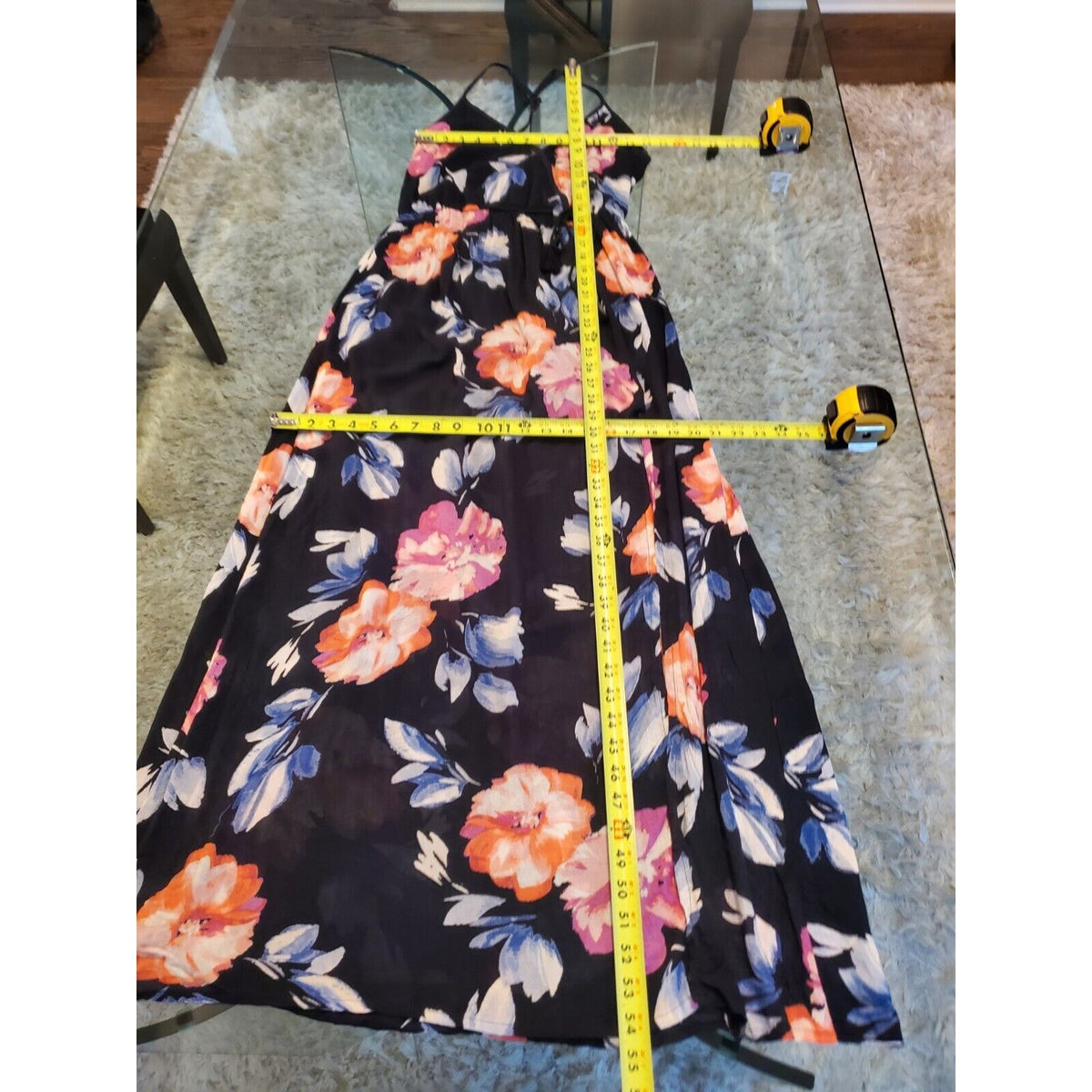 Band of Gypsies Women's Multicolor Floral Viscose V-Neck Long Maxi Dress Small